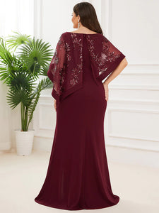 Lång klänning med ärm burgundy