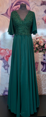 Lång klänning med ärm Venitti 97985 emerald