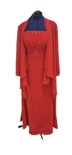Ladda upp bild till gallerivisning, Lång klänning med jacka röd chiffong