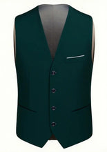 Ladda upp bild till gallerivisning, Väst till kostym set med 3 delar mörk grön