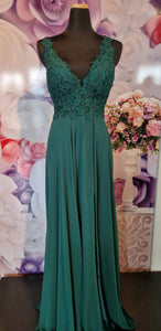 Aftonklänning / Balklänning  Venitti Dorit  med slitz 99075/ 99180 dark green