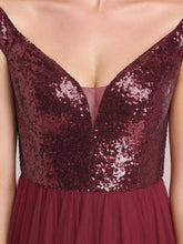 Ladda upp bild till gallerivisning, Lång klänning med off shoulder burgundy
