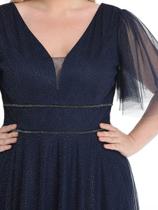 *Lång klänning med ärm navy blue