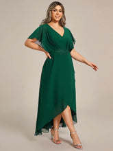 Ladda upp bild till gallerivisning, Kort klänning  med fjärilsärm dark green