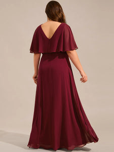 Lång klänning med ärm burgundy