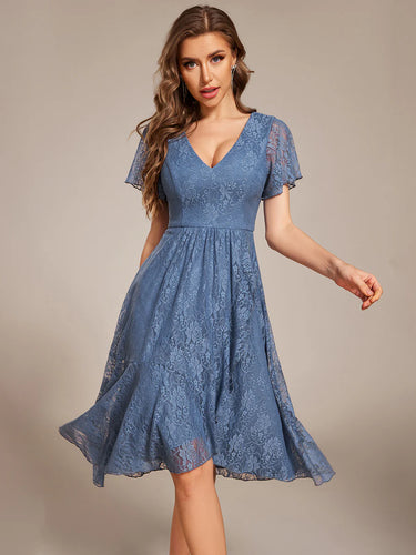 Kort klänning  med ärm dusty blue EG02489 dusty blue