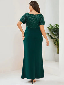 Lång klänning med ärm dark green