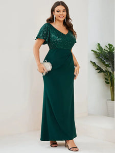 Lång klänning med ärm dark green