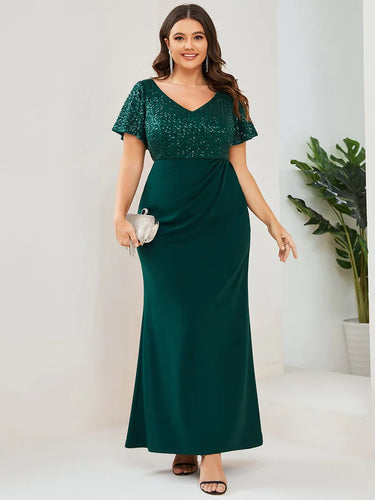 Lång klänning med ärm dark green