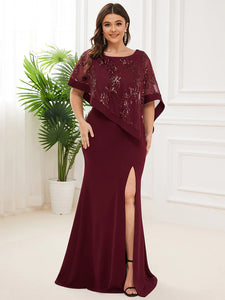 Lång klänning med ärm burgundy