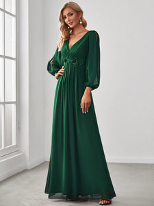 Lång klänning med ärm dark green