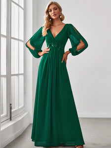 Lång klänning med ärm dark green