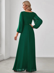 Lång klänning med ärm dark green