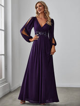 Ladda upp bild till gallerivisning, Lång klänning med ärm dark purple