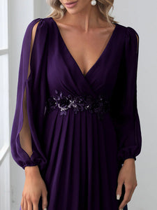Lång klänning med ärm dark purple