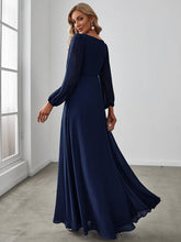 Ladda upp bild till gallerivisning, Lång klänning med ärm navy blue