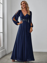 Ladda upp bild till gallerivisning, Lång klänning med ärm navy blue