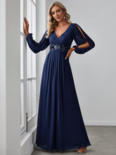 Ladda upp bild till gallerivisning, Lång klänning med ärm navy blue
