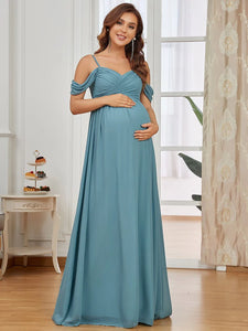 Lång klänning för gravida dusty blue