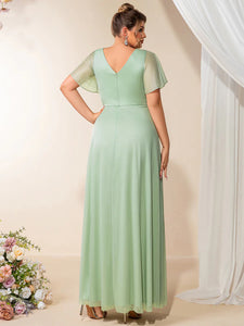 Lång klänning med ärm mint green