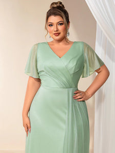 Lång klänning med ärm mint green