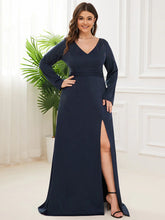 Ladda upp bild till gallerivisning, Lång klänning med ärmar EM70134 navy blue