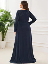 Ladda upp bild till gallerivisning, Lång klänning med ärmar EM70134 navy blue