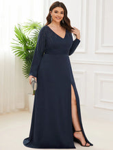 Ladda upp bild till gallerivisning, Lång klänning med ärmar EM70134 navy blue