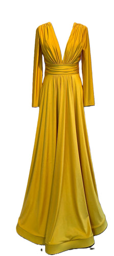 REA Aftonklänning / Balklänning med lång ärm  PartyLine 11835 yellow