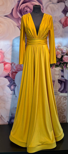 Aftonklänning / Balklänning med lång ärm  PartyLine 11835 yellow