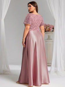 Lång klänning med ärm orchid satin